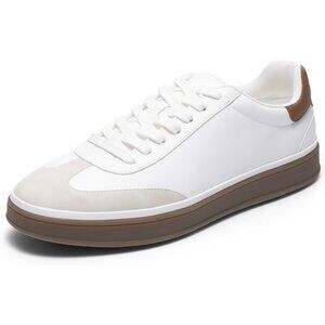 Men's White Faux Suede Fashion Sneakers Comfortable Dress Business Casual Shoes